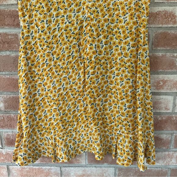 Faithfull The Brand Daphne Mini Flounce Dress Women’s 6 Yellow Ditsy Floral - Picture 10 of 10